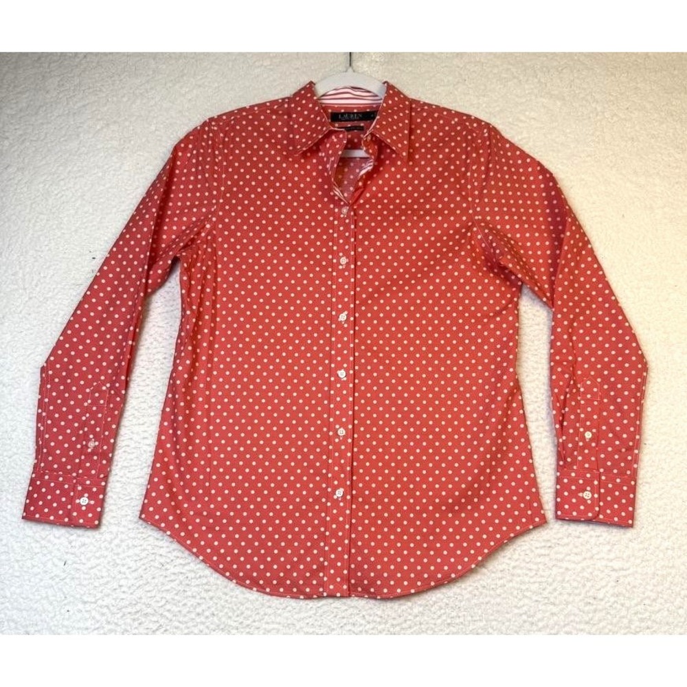 Lauren Ralph Lauren Red Polka Dot Button Down Shirt